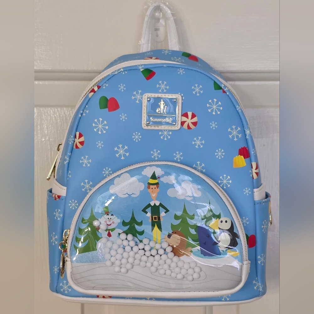 Loungefly Elf Buddy & Friends Winter Snowglobe Mini Backpack NWT
